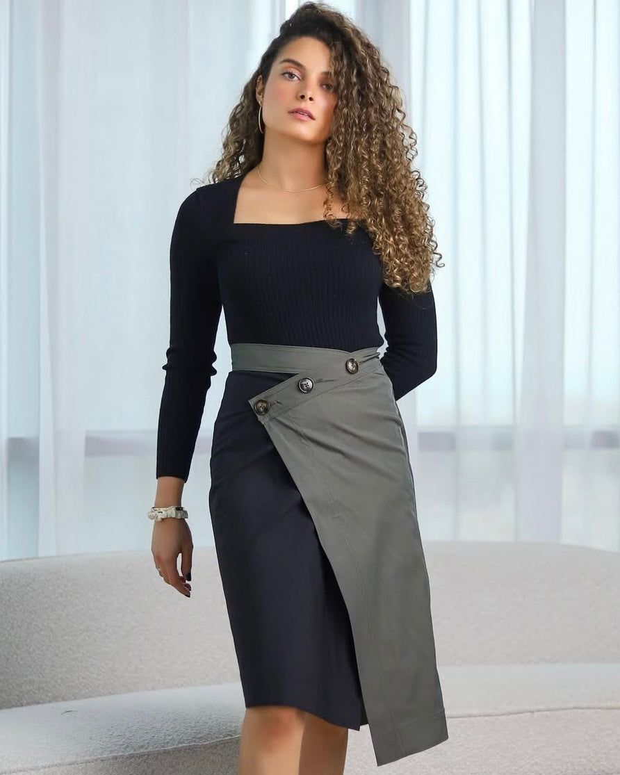 TRENCH SKIRT - SMOKE