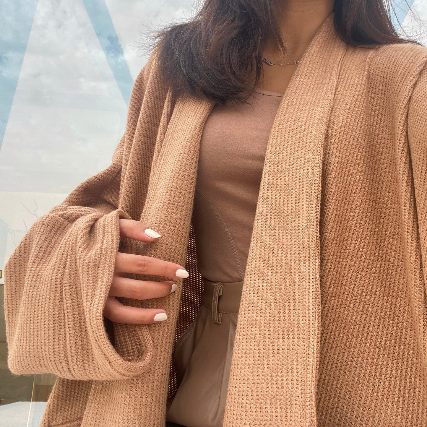 KNIT CARDIGAN - BROWN