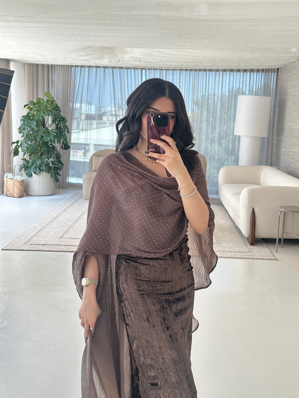 Velevt Shawl Brown
