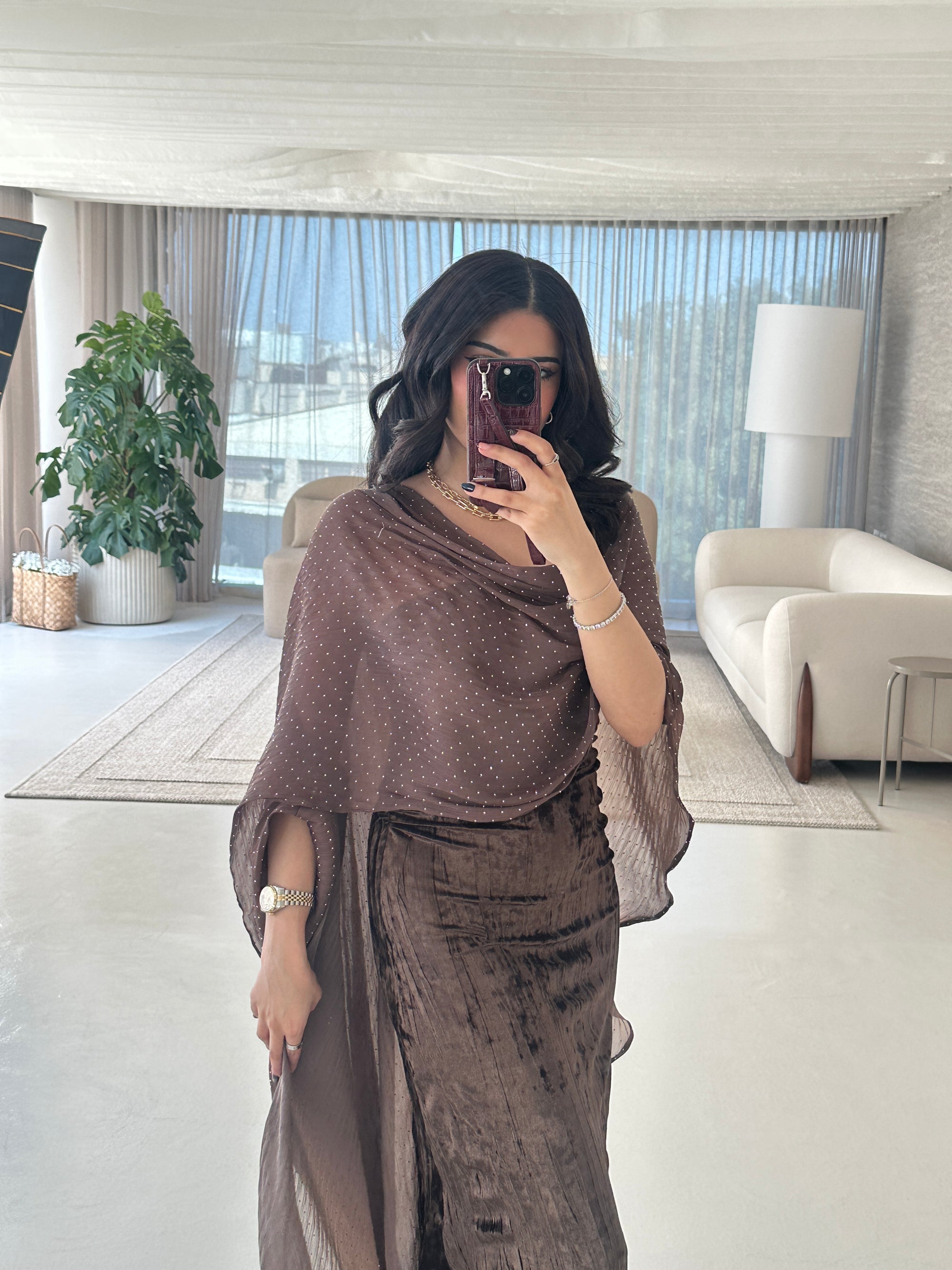 Velevt Shawl Brown