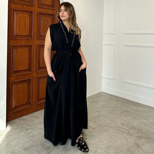 BELTED KAFTAN - BLACK