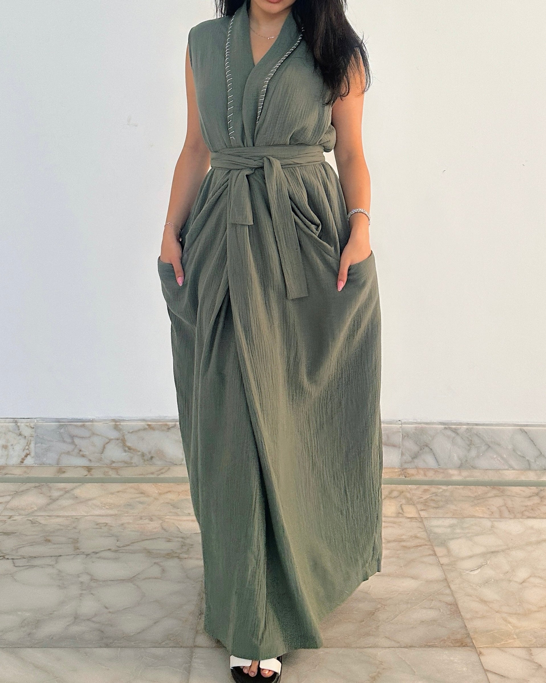 BELTED KAFTAN - SAGE