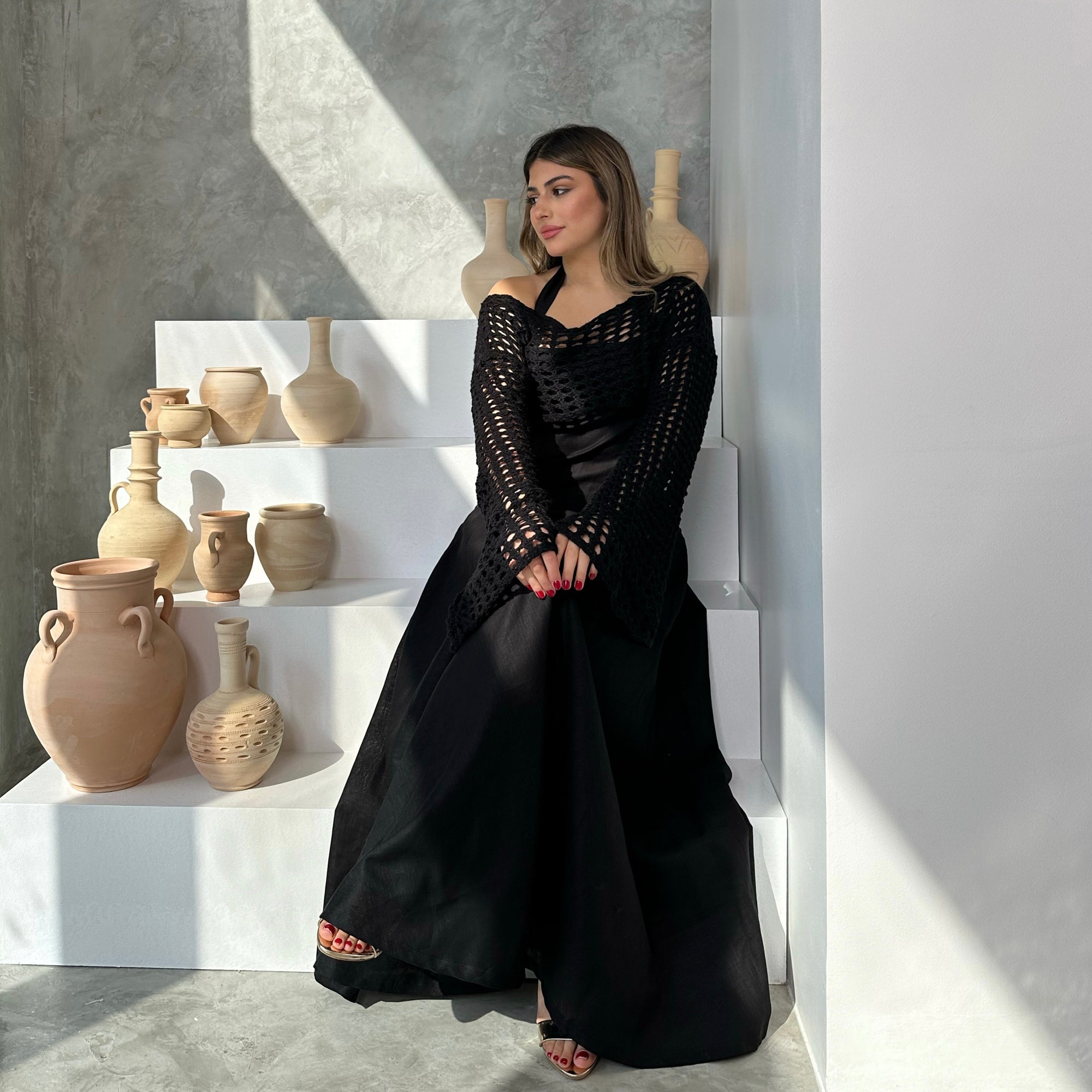 MESH KAFTAN - BLACK
