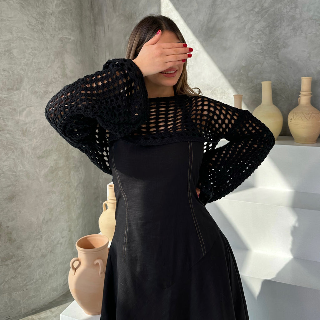 MESH KAFTAN - BLACK
