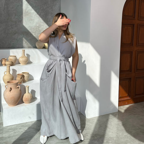 BELTED KAFTAN - GREY