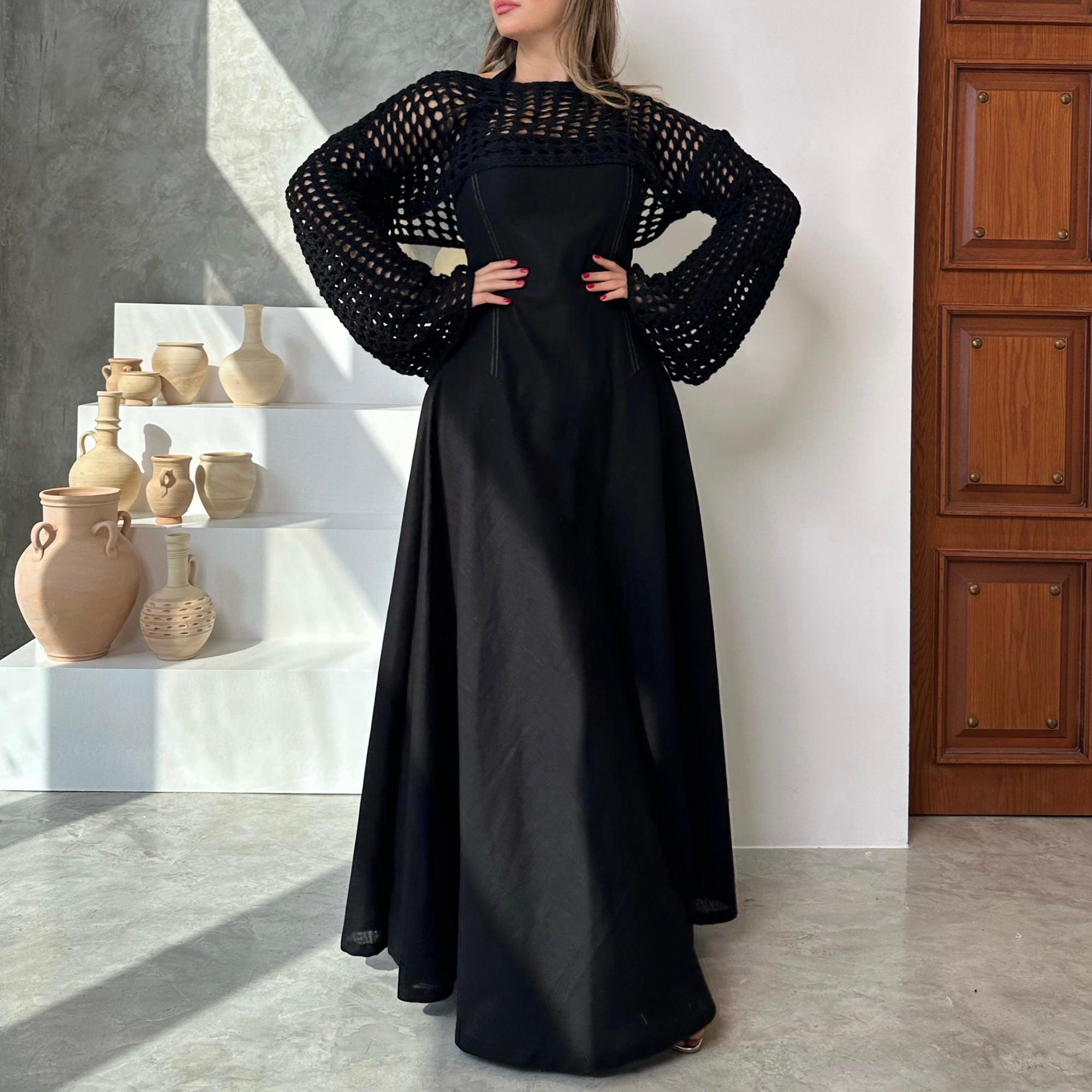 MESH KAFTAN - BLACK