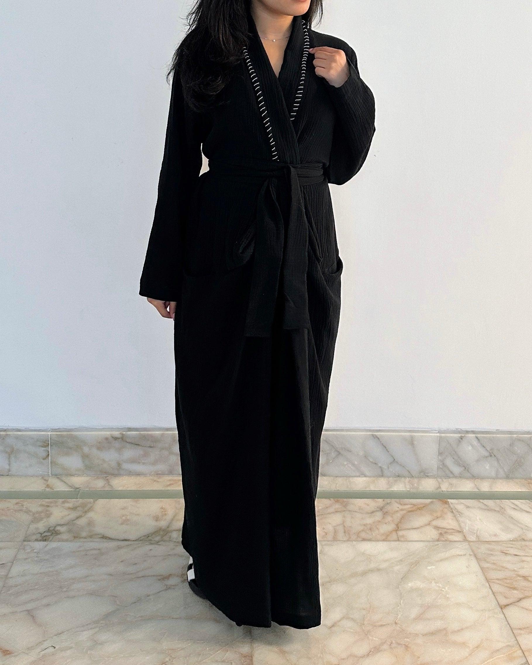 BELTED KAFTAN - BLACK