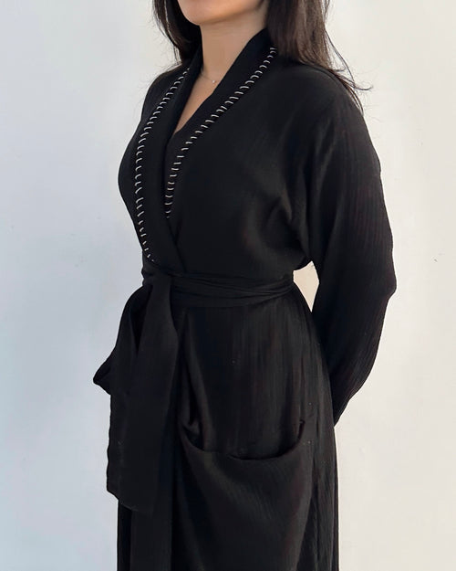 BELTED KAFTAN - BLACK