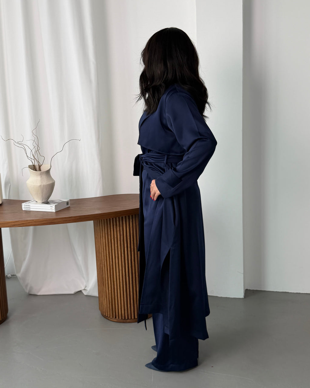 SILK COVERUP -NAVY