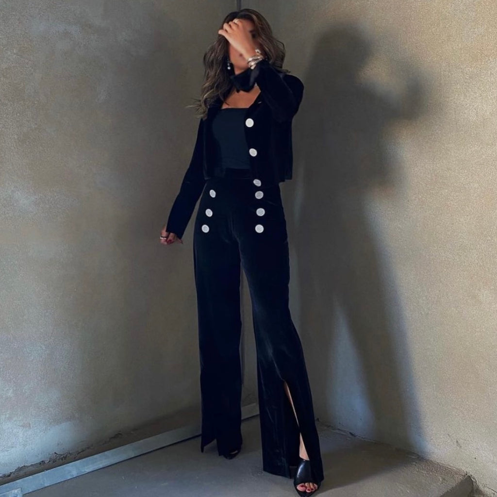 VELVET SLIT SET - NOIR
