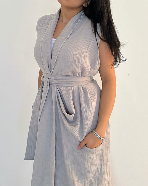 BELTED KAFTAN - GREY