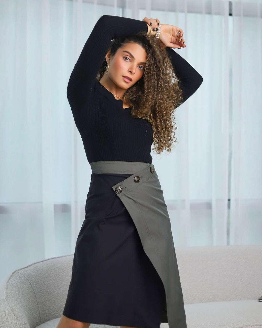 TRENCH SKIRT - SMOKE