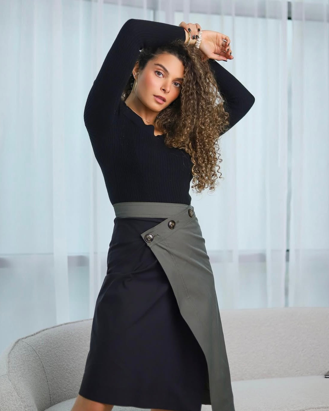 TRENCH SKIRT - SMOKE