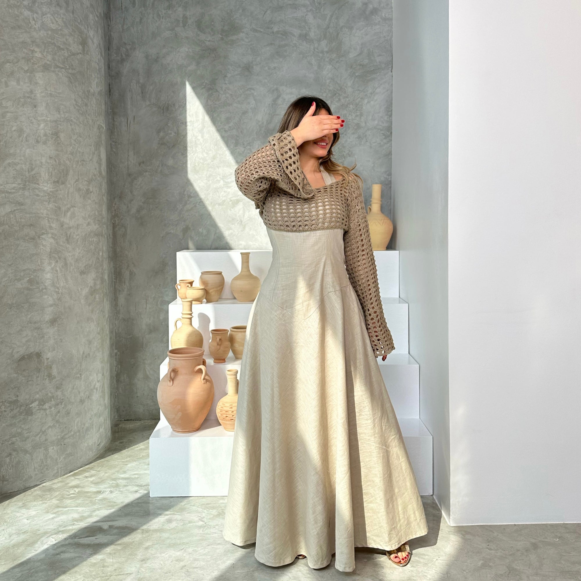 MESH KAFTAN - TAUPE