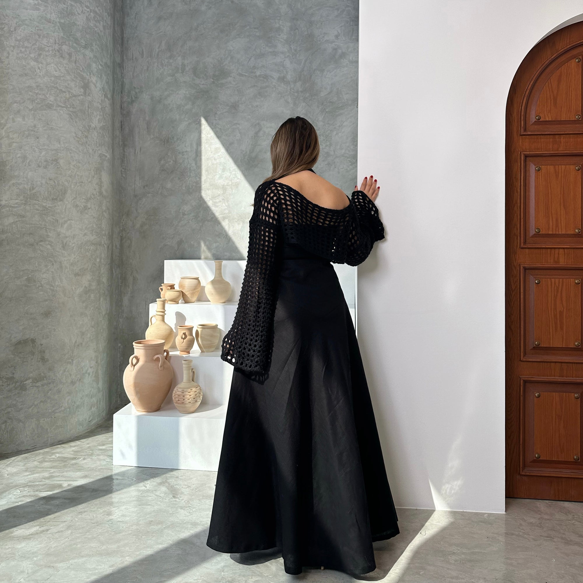 MESH KAFTAN - BLACK