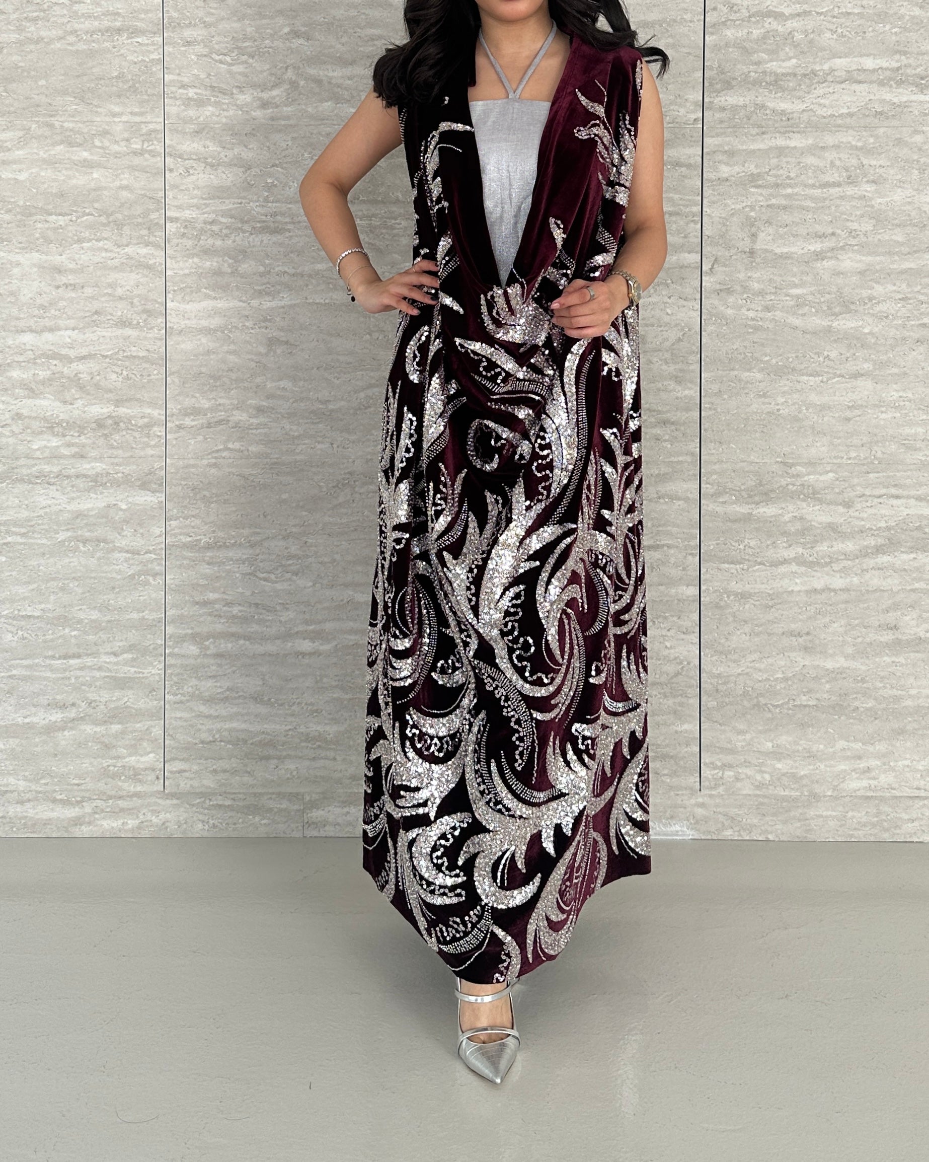 Drape velvet maroon