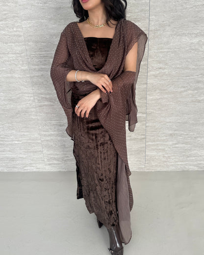 Velevt Shawl Brown