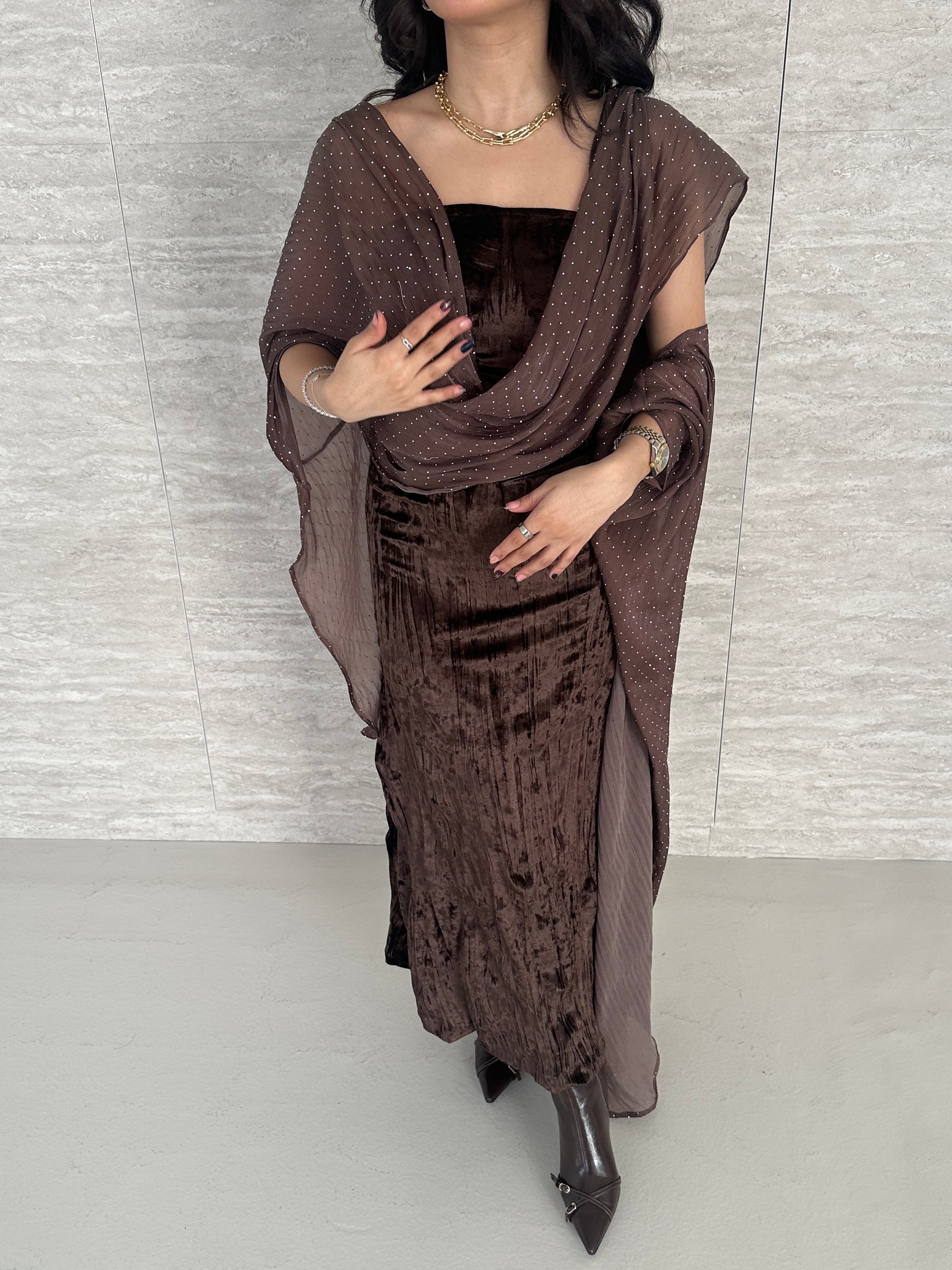 Velevt Shawl Brown