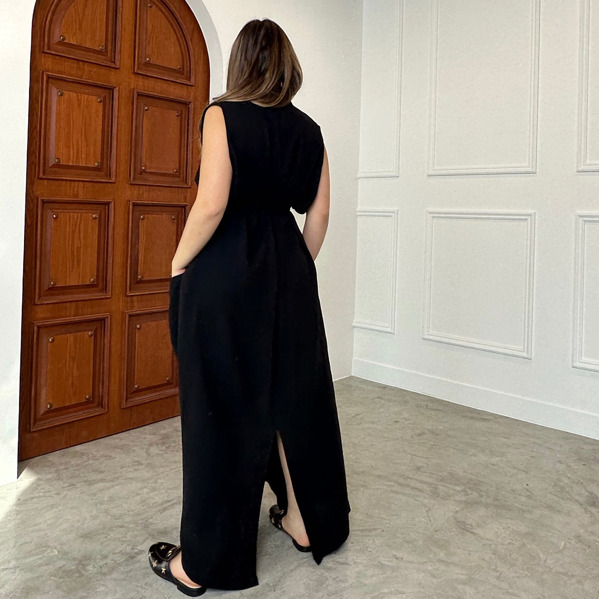 BELTED KAFTAN - BLACK