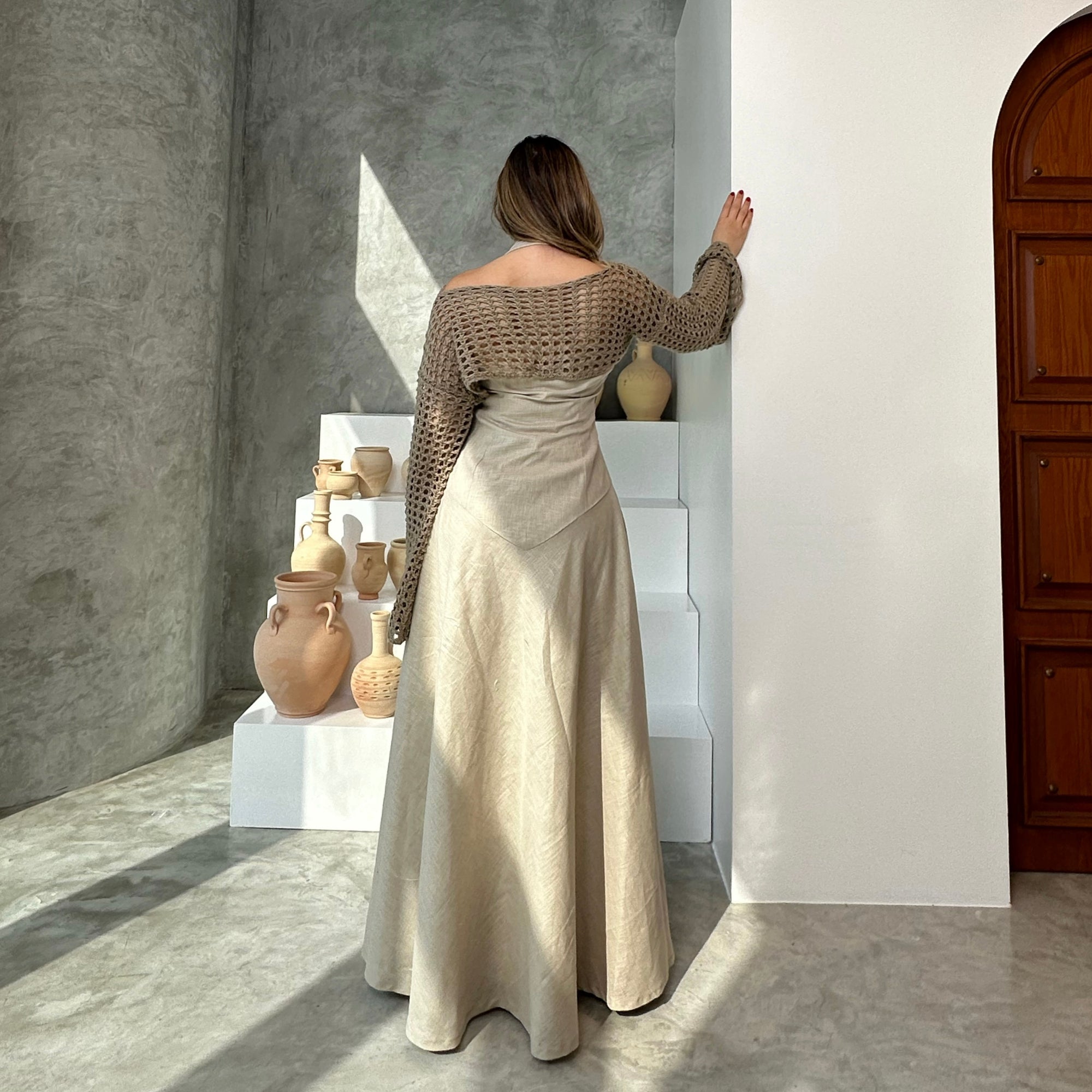 MESH KAFTAN - TAUPE
