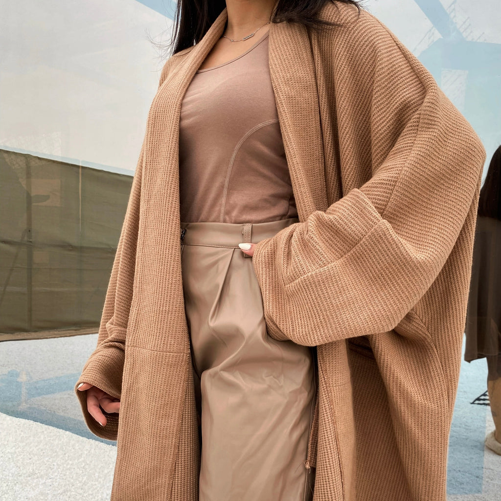 KNIT CARDIGAN - BROWN
