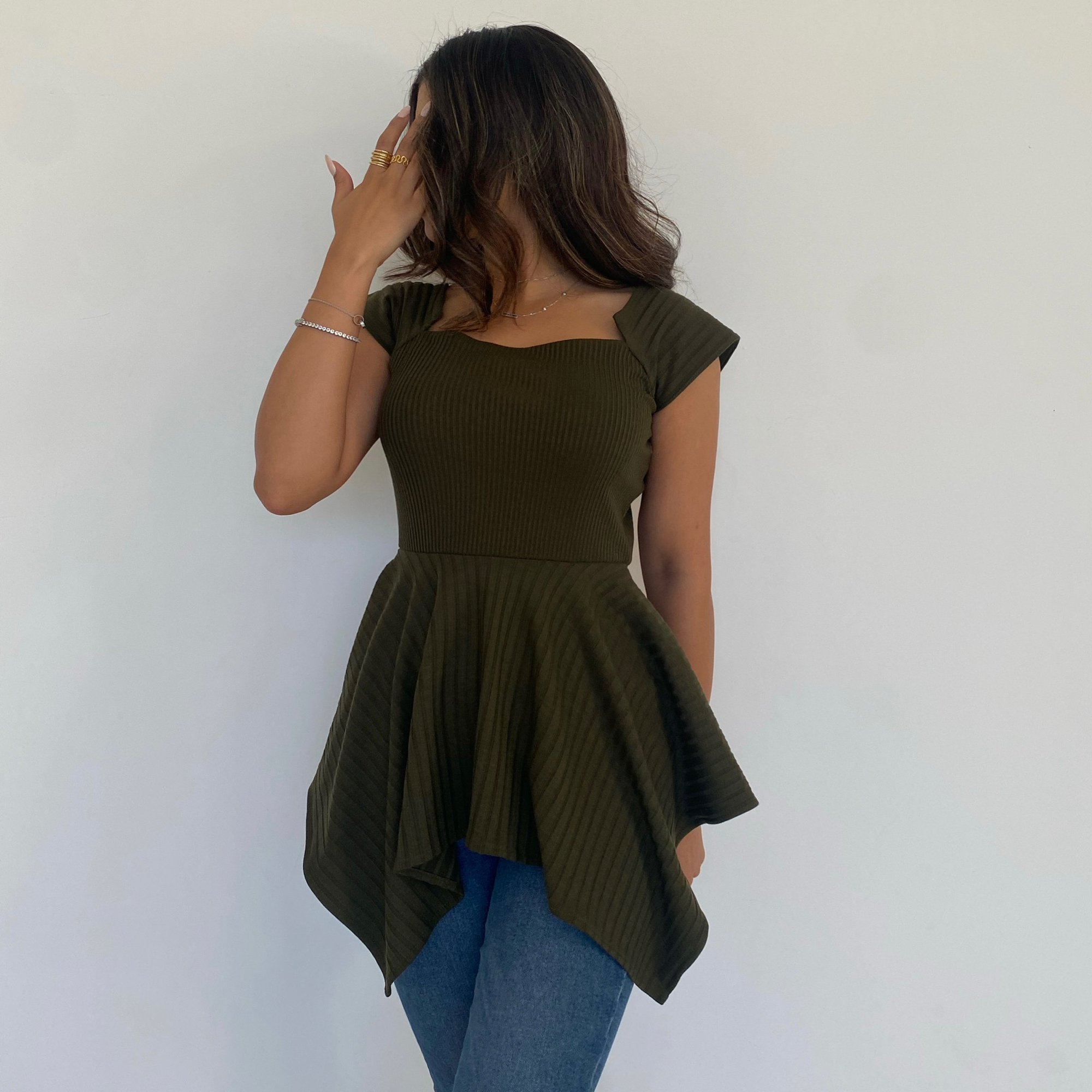 PEPLUM TOP - KHAKI