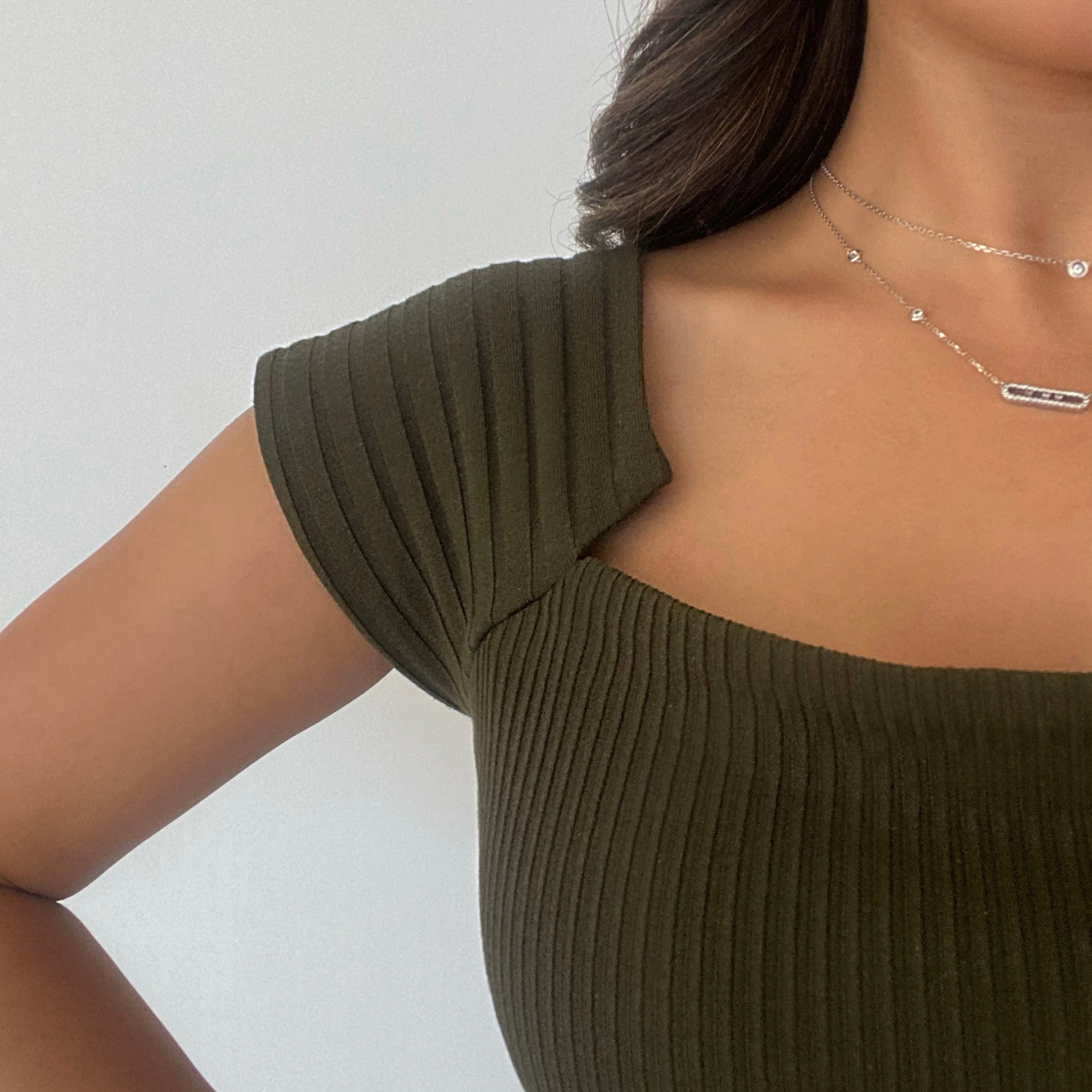 PEPLUM TOP - KHAKI