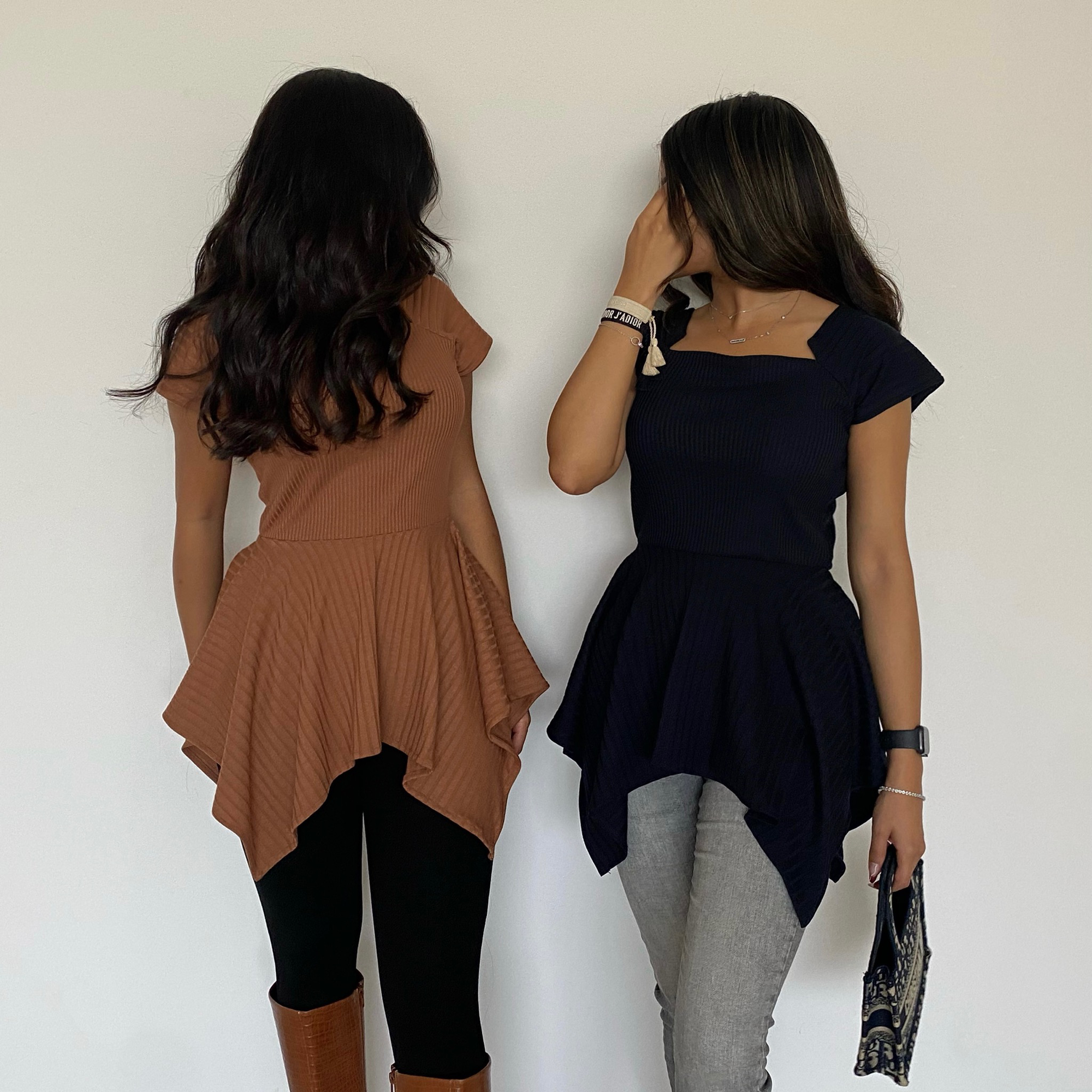 PEPLUM TOP - NAVY