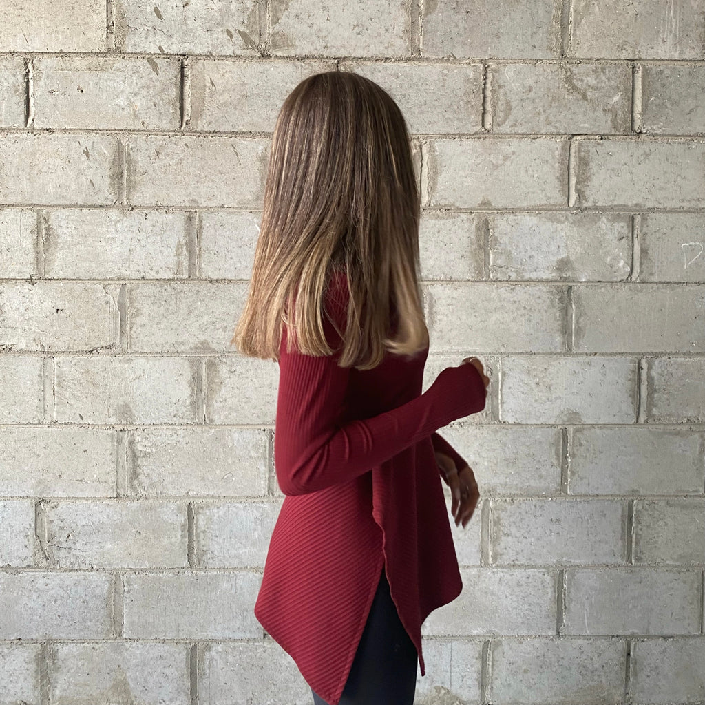 SIDE CUT TOP - MAROON